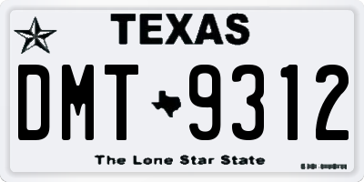 TX license plate DMT9312