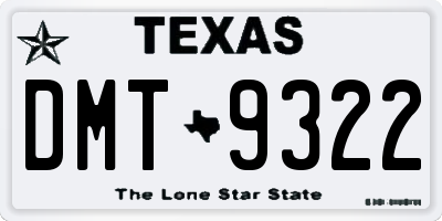 TX license plate DMT9322