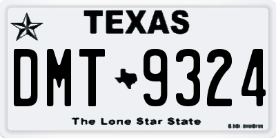 TX license plate DMT9324