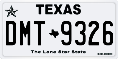 TX license plate DMT9326