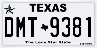 TX license plate DMT9381