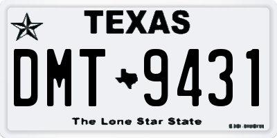 TX license plate DMT9431