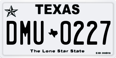 TX license plate DMU0227