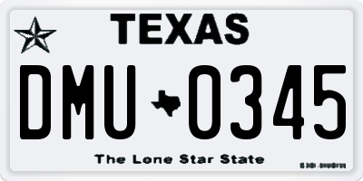 TX license plate DMU0345