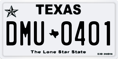 TX license plate DMU0401