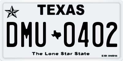 TX license plate DMU0402