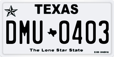 TX license plate DMU0403