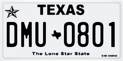 TX license plate DMU0801