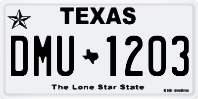 TX license plate DMU1203