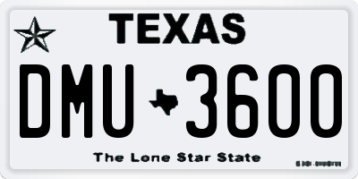 TX license plate DMU3600