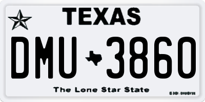 TX license plate DMU3860