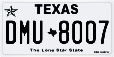 TX license plate DMU8007