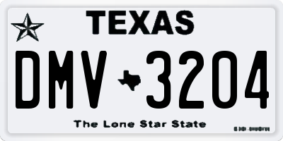 TX license plate DMV3204