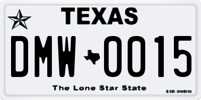 TX license plate DMW0015