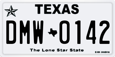 TX license plate DMW0142