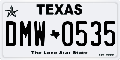 TX license plate DMW0535