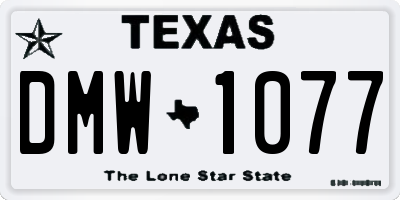 TX license plate DMW1077