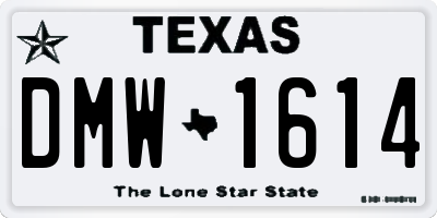 TX license plate DMW1614