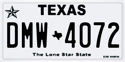 TX license plate DMW4072