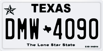 TX license plate DMW4090