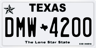 TX license plate DMW4200