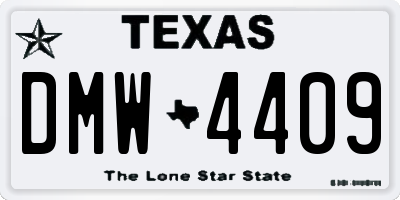 TX license plate DMW4409