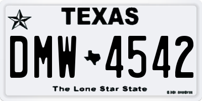 TX license plate DMW4542