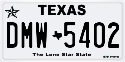 TX license plate DMW5402