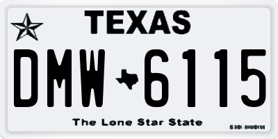 TX license plate DMW6115