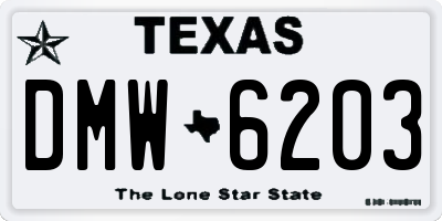 TX license plate DMW6203