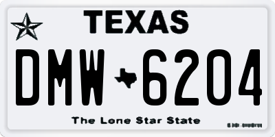 TX license plate DMW6204