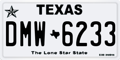 TX license plate DMW6233