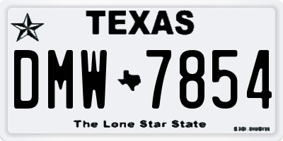 TX license plate DMW7854