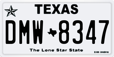 TX license plate DMW8347