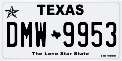 TX license plate DMW9953