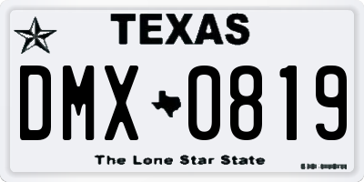 TX license plate DMX0819