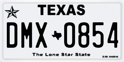 TX license plate DMX0854