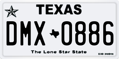 TX license plate DMX0886