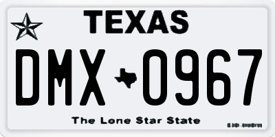 TX license plate DMX0967