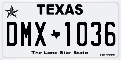 TX license plate DMX1036