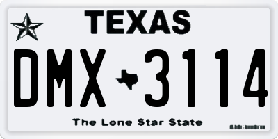 TX license plate DMX3114