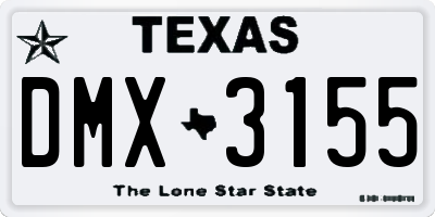 TX license plate DMX3155