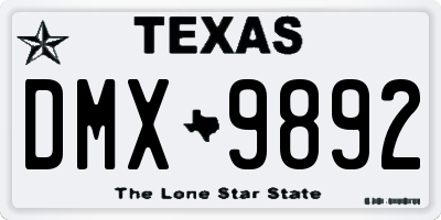 TX license plate DMX9892