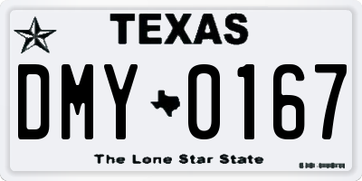 TX license plate DMY0167