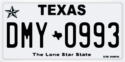 TX license plate DMY0993