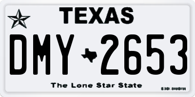 TX license plate DMY2653