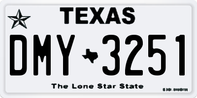 TX license plate DMY3251