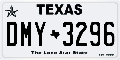 TX license plate DMY3296