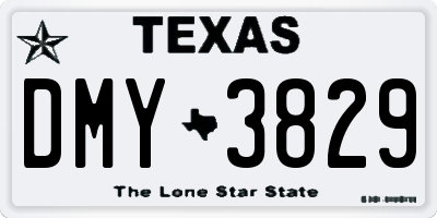 TX license plate DMY3829