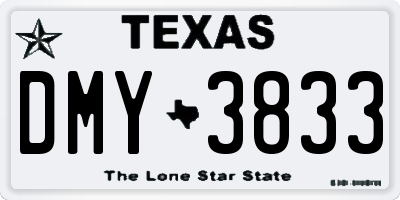 TX license plate DMY3833